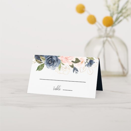 Uitstekende Herfst Floral Wedding Place Card Plaatskaartje (Voorkant)