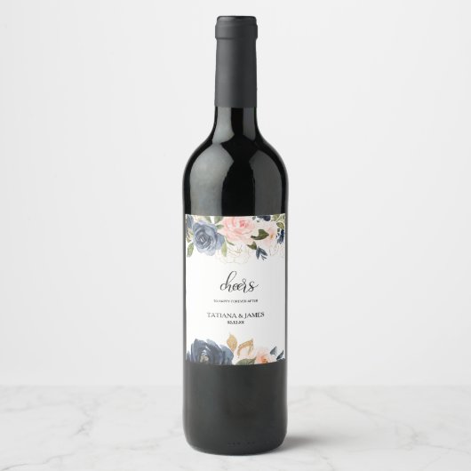 Uitstekende Herfst Floral Wedding Wine Labels Wijn Etiket (Voorkant)