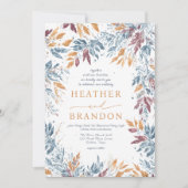 Uitstekende Herfst Waterverf verlaat bruiloft Kaart (Voorkant)