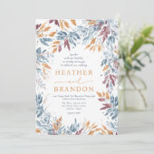 Uitstekende Herfst Waterverf verlaat bruiloft Kaart (Staand voorkant)