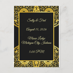 Uitstekende hoge resolutie, zwarte en gouden bruil briefkaart