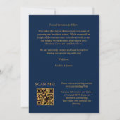 Uitstekende Kant Goud & Navy Blue 3 Multi Foto's Save The Date (Achterkant)