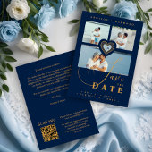 Uitstekende Kant Goud & Navy Blue 3 Multi Foto's Save The Date