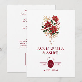 Uitstekende Kerst Poinsettia Bruiloft QR TLW26 Kaart