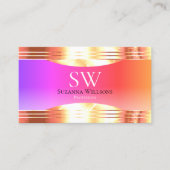 Uitstekende kleurrijke Rozen gouden rand monogram  Visitekaartje (Voorkant)