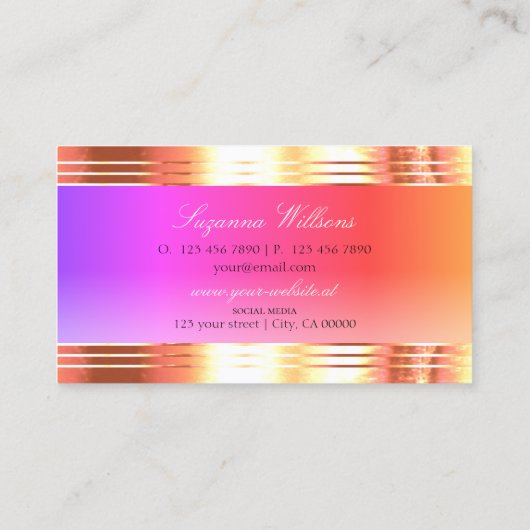 Uitstekende kleurrijke Rozen gouden randen en mono Visitekaartje (Achterkant)