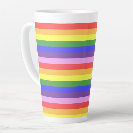 Uitstekende kwaliteit Rainbow Stripe heldere kleur Latte Mok (Linkerhoek)