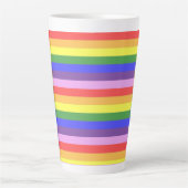 Uitstekende kwaliteit Rainbow Stripe heldere kleur Latte Mok (Voorkant)
