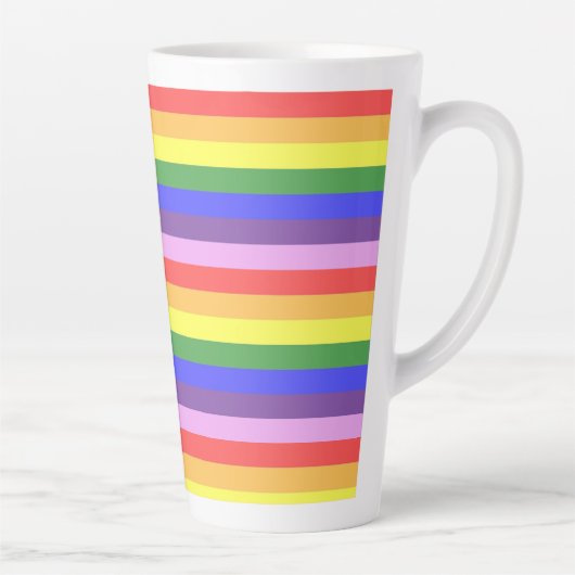 Uitstekende kwaliteit Rainbow Stripe heldere kleur Latte Mok (Rechts)