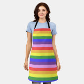 Uitstekende kwaliteit Rainbow Stripe heldere kleur Schort (Gedragen)