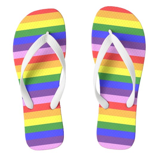 Uitstekende kwaliteit Rainbow Stripe heldere kleur Teenslippers (Voetbed)