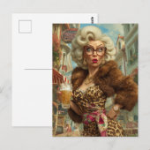 Uitstekende Leopard Lady Attitude Briefkaart (Voorkant / Achterkant)