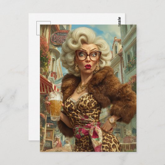 Uitstekende Leopard Lady Attitude Briefkaart (Voorkant / Achterkant)