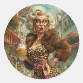 Uitstekende Leopard Lady Attitude Ronde Sticker (Voorkant)