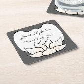 Uitstekende Lotus in Pewter en Witboek Onderzetter (Schuin)