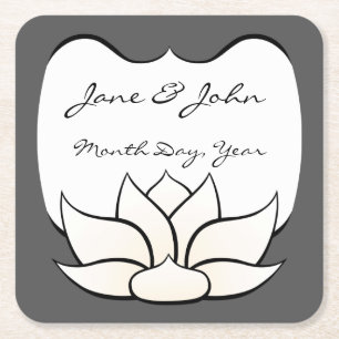 Uitstekende Lotus in Pewter en Witboek Onderzetter