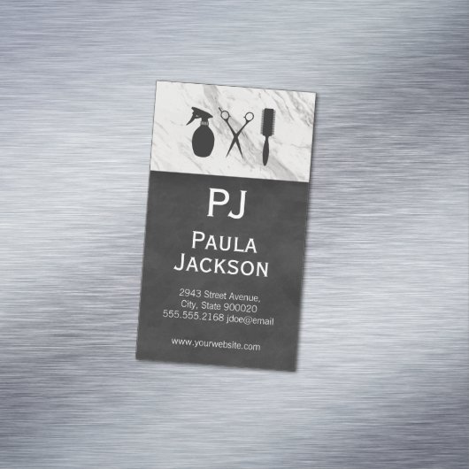 Uitstekende Luxe Textuur Monogram en Marmeren Afwe Magnetisch Visitekaartje (Voorbeeld)