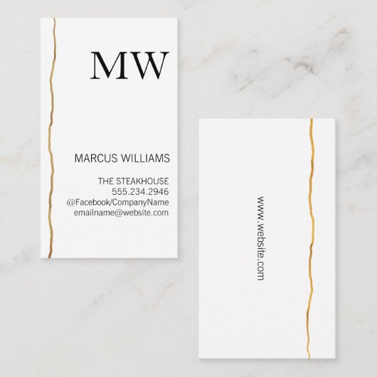 Uitstekende markering / Witte Slanke / Monogram Visitekaartje (Voorkant / Achterkant)