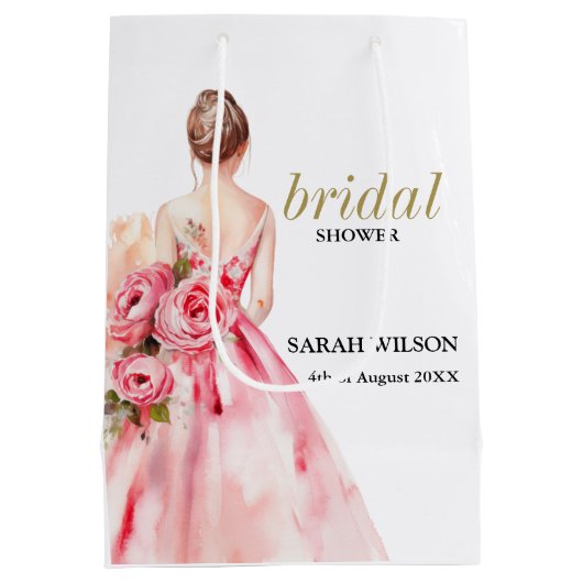 Uitstekende minimale Waterverf bruiloft Vrijgezell Medium Cadeauzakje (Achterkant)