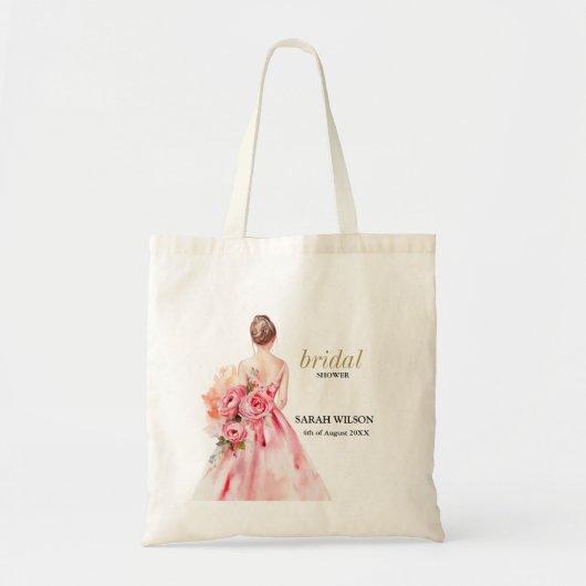 Uitstekende minimale Waterverf bruiloft Vrijgezell Tote Bag (Voorkant)