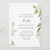 Uitstekende moderne witte bloemenbruiloft kaart (Voorkant / Achterkant)