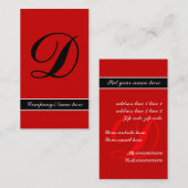 Uitstekende monogram rode zwarte visitekaartjes (Voorkant / Achterkant)