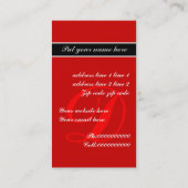 Uitstekende monogram rode zwarte visitekaartjes (Achterkant)