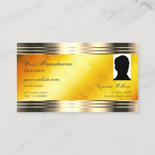 Uitstekende Oranje Marmeren Gouden Grens Logo en F Visitekaartje (Achterkant)