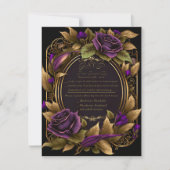 Uitstekende Paarse en zwarte Gotische bruiloft RSV RSVP Kaartje (Voorkant)