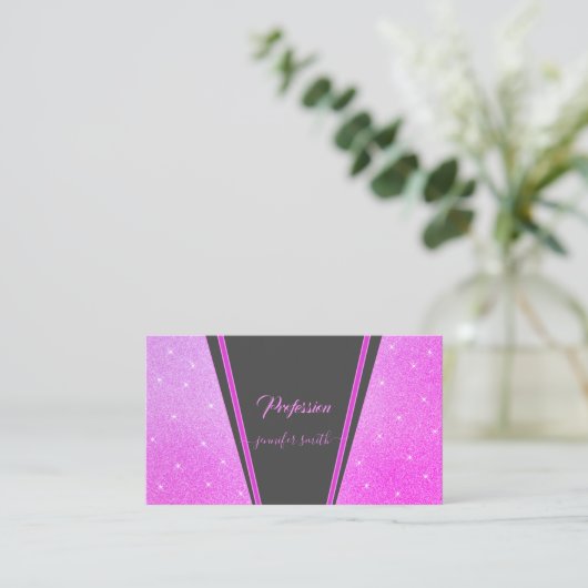 Uitstekende Paarse glitter Sparkle Stars Visitekaartje (Staand voorkant)