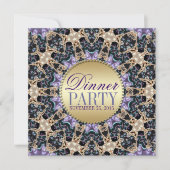 Uitstekende Paarse gouden dineruitnodigingen Kaart (Voorkant)