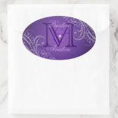 Uitstekende Paarse Scroll Monogram Paarse Sticker (Tas)