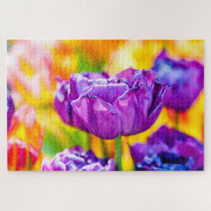 Uitstekende Paarse Tulp Flowers Legpuzzel
