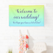 Uitstekende pasteelregenboogbruiloft "Welkom" Spandoek (Insitu)