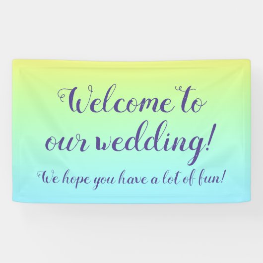 Uitstekende pasteelregenboogbruiloft "Welkom" Spandoek (Horizontaal)