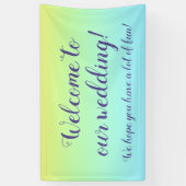 Uitstekende pasteelregenboogbruiloft "Welkom" Spandoek (Verticaal)