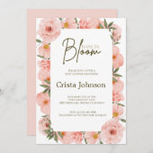 Uitstekende Perzik Bloemen Baby shower Uitnodiging (Voorkant / Achterkant)