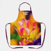 Uitstekende rode en gele kleur Tulp Schort (Voorkant)