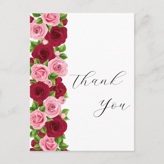 Uitstekende rode en roze bloemen dank u kaart (Voorkant)