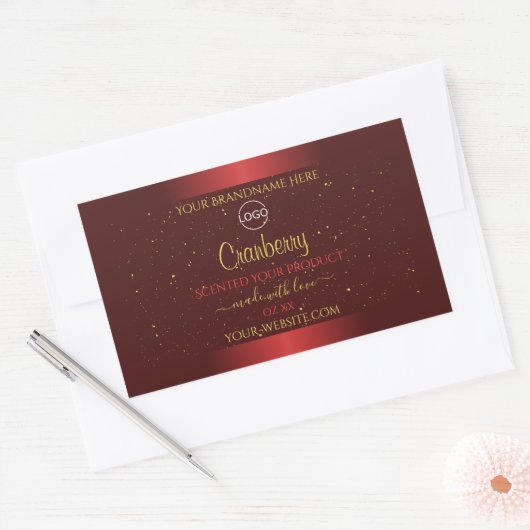 Uitstekende rode-productlabels Gold Glitter Logo Rechthoekige Sticker (Envelop)
