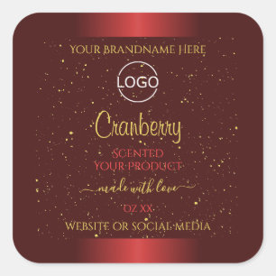 Uitstekende rode-productlabels Gold Glitter Logo Vierkante Sticker