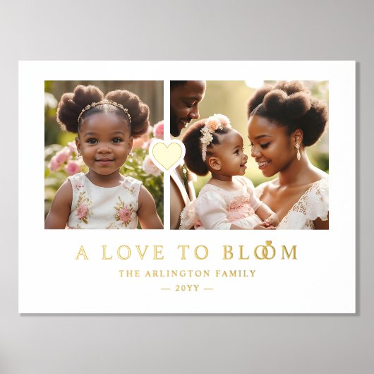 Uitstekende romantische gouden hart 2 foto's famil folie afdrukken (Voorkant)