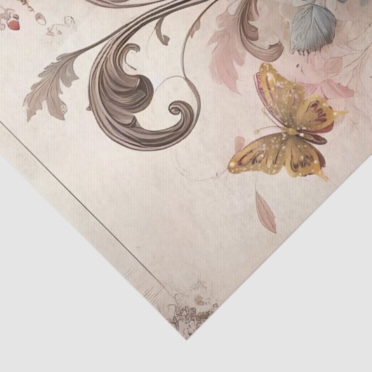 Uitstekende romantische roze bloemige papieren vel tissuepapier (Detail)