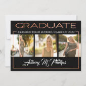 Uitstekende Roos gouden Afstuderen uitnodiging (Voorkant)