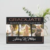 Uitstekende Roos gouden Afstuderen uitnodiging (Staand voorkant)