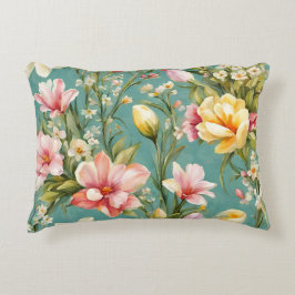 Uitstekende roze, gele Magnolia met witte bloemen Accent Kussen