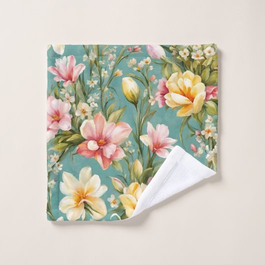 Uitstekende roze, gele Magnolia met witte bloemen Bad Handdoek (Wasdoekje)