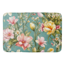 Uitstekende roze, gele Magnolia met witte bloemen Badmat