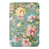 Uitstekende roze, gele Magnolia met witte bloemen Badmat (Voorkant Verticaal)