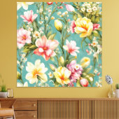 Uitstekende roze, gele Magnolia met witte bloemen Canvas Afdruk (Insitu (Woonkamer))